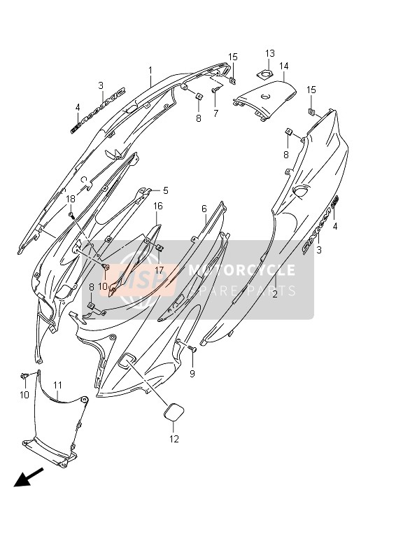 Suzuki UX150 SIXTEEN 2011 Frame Cover for a 2011 Suzuki UX150 SIXTEEN